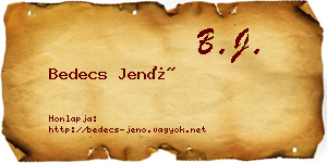 Bedecs Jenő névjegykártya